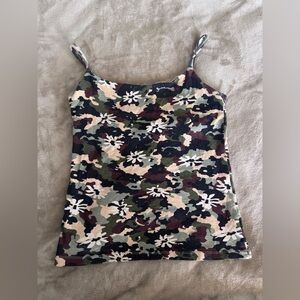 French Laundry Camo spaghetti strap tank with built in bra. Size small